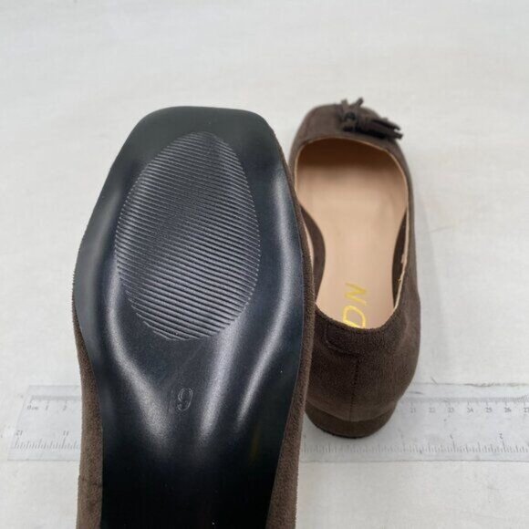 YDN Women Chunky Block Low Heel Loafers Square Toe Tassel Fringed Pumps Brown - Picture 6 of 8